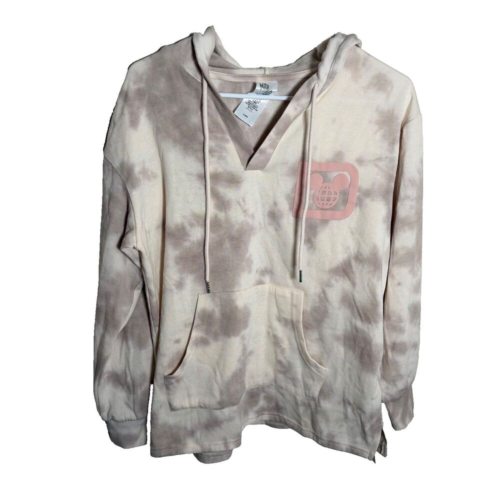 Disney Parks Sweatshirt Women's Medium Brown Tie Dye Hoodie Pullover World